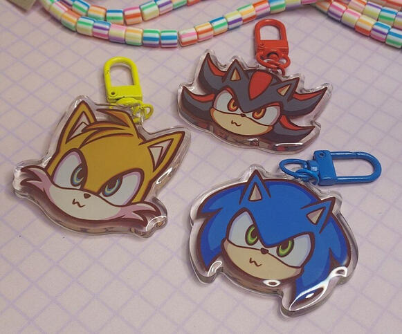 Epoxy charms of characters from the Sonic franchise