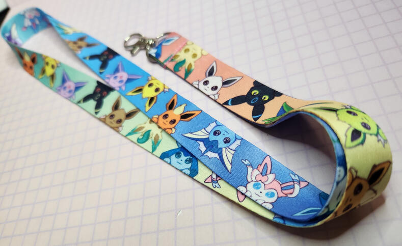 Double sided lanyard featuring the Eeveelutions