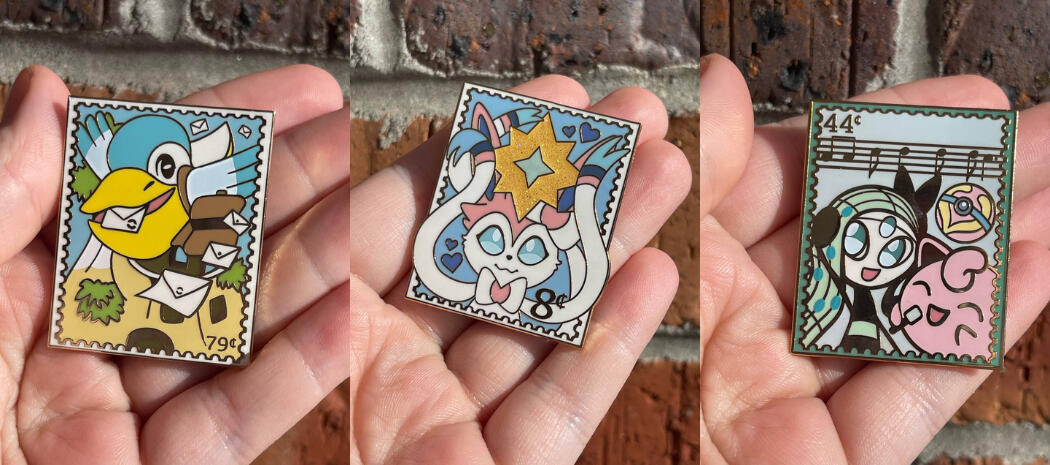 Stamp Themed Enamel Pins